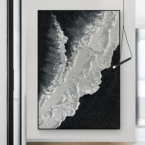 Modern Abstract handpainted large size wholesale prodcut ocean seaside thick grey and black Oil painting Simple Design Wall Art Modern Abstract handpainted large size wholesale prodcut ocean seaside thick grey and black Oil painting Simple Design Wall Art